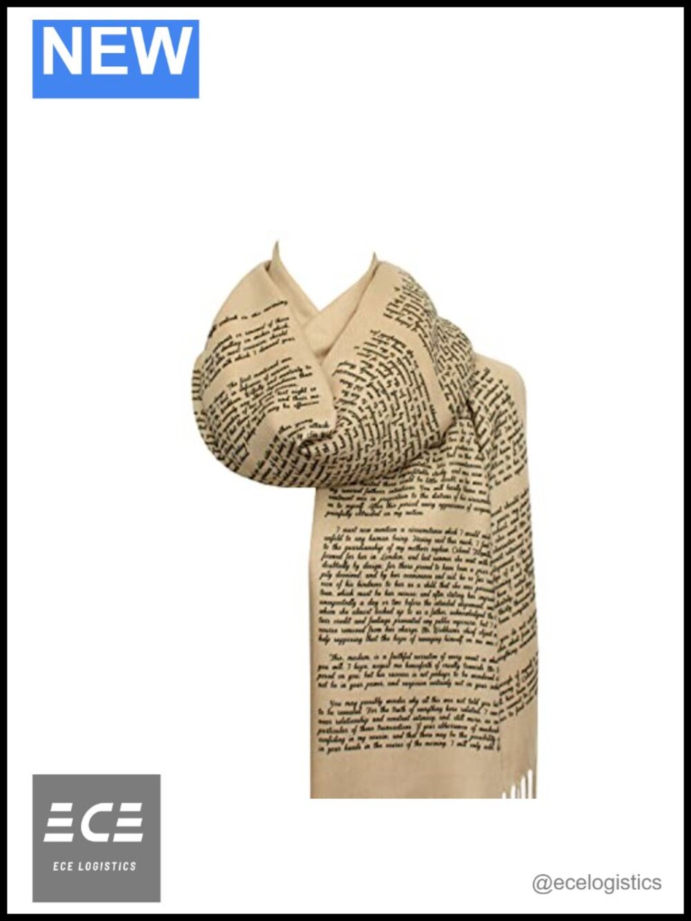 Jane Austen Pride & Prejudice Darcy's Letter Acrylic Shawl Scarf Wrap Literary